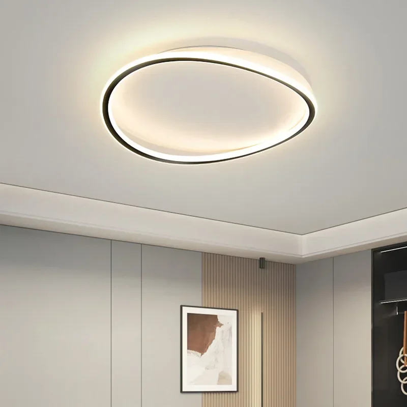 Contemporary Ringed Oval Flush Mount Ceiling Lights | LED