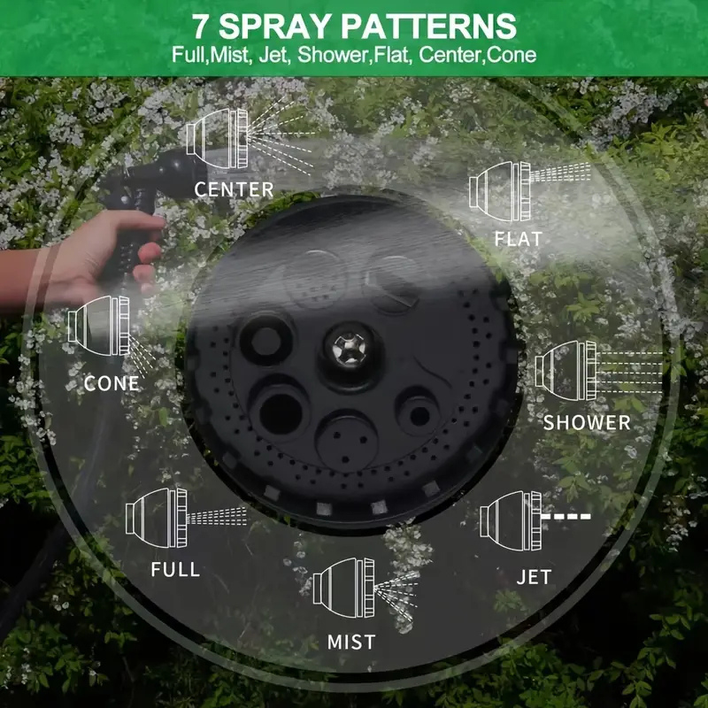 Multi-Purpose Expandable Garden Hose Set with 7-Function Spray Nozzle